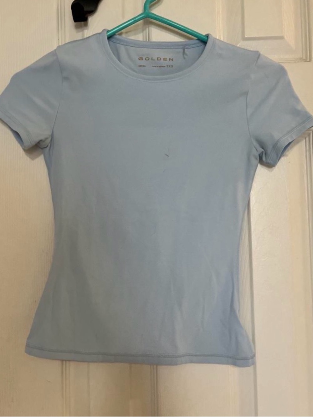 Aritzia Golden Light Blue Short Sleeve Crewneck Tee